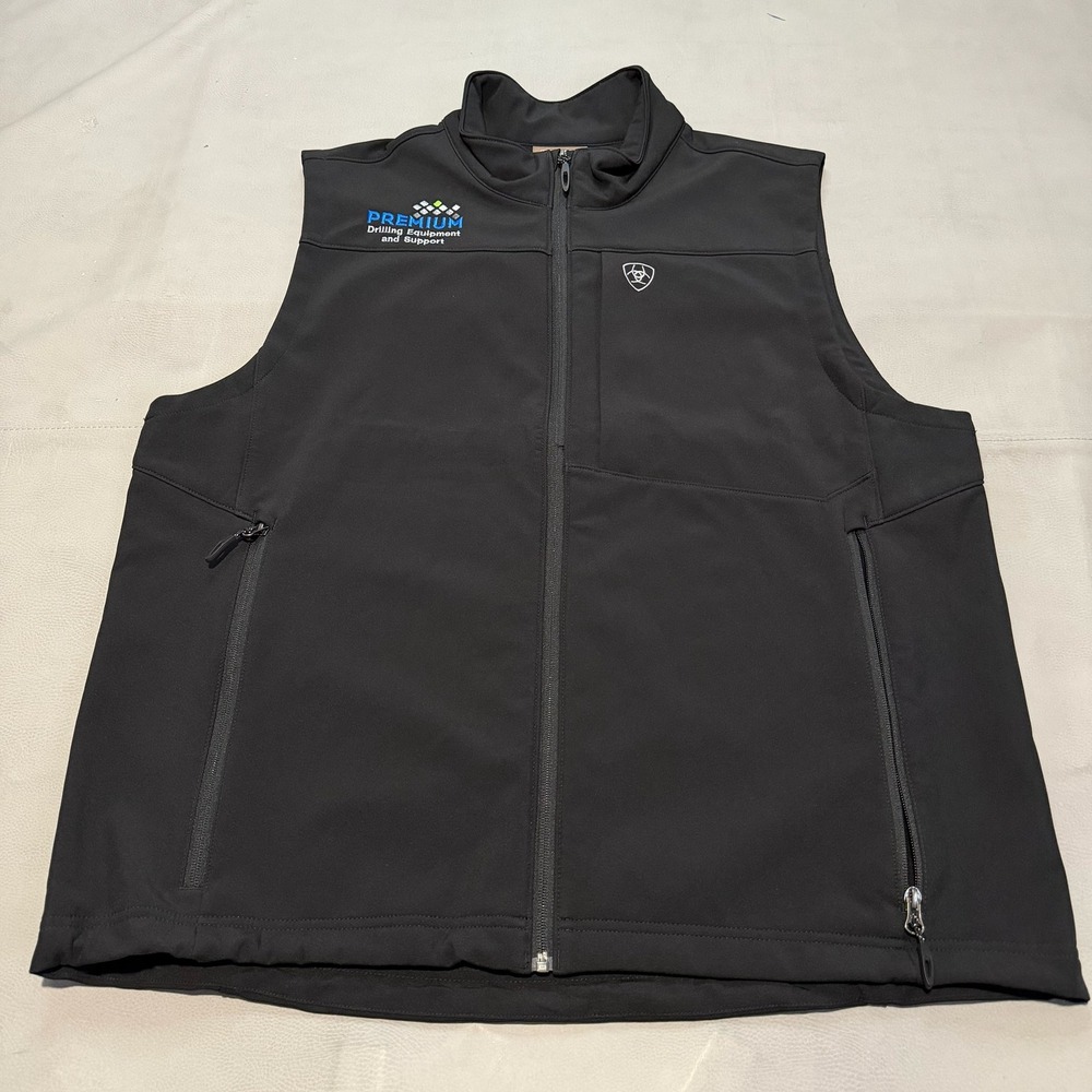 Ariat Mens XL Black Soft Shell Line Vest Zip Cowboy Western Rodeo Jacket-7058